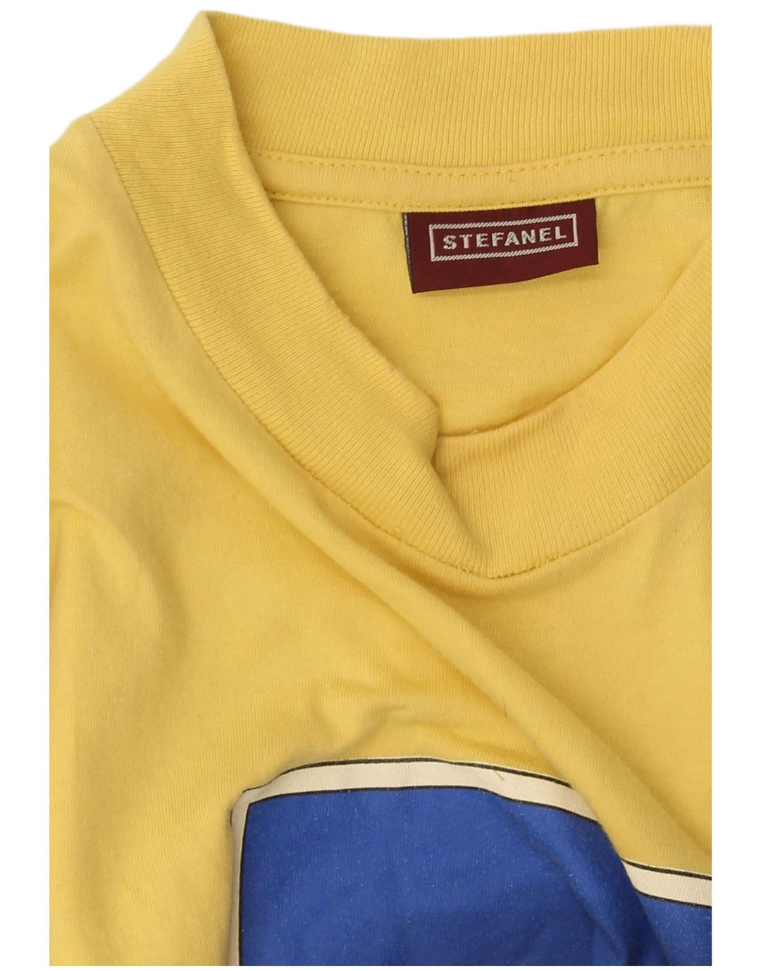 Camiseta gráfica masculina Stefanel Top grande algodão amarelo