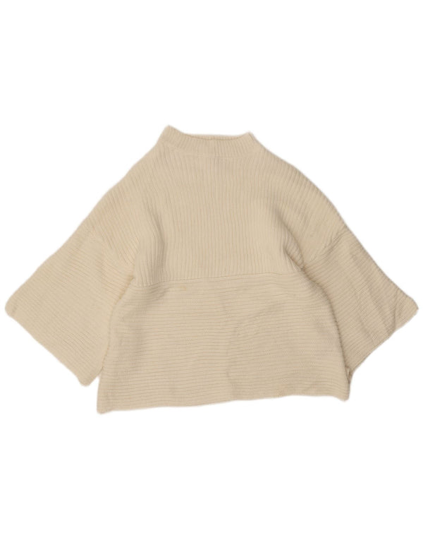 Suéter feminino Cooper com manga 3/4 e gola tartaruga Reino Unido 8 pequeno branco