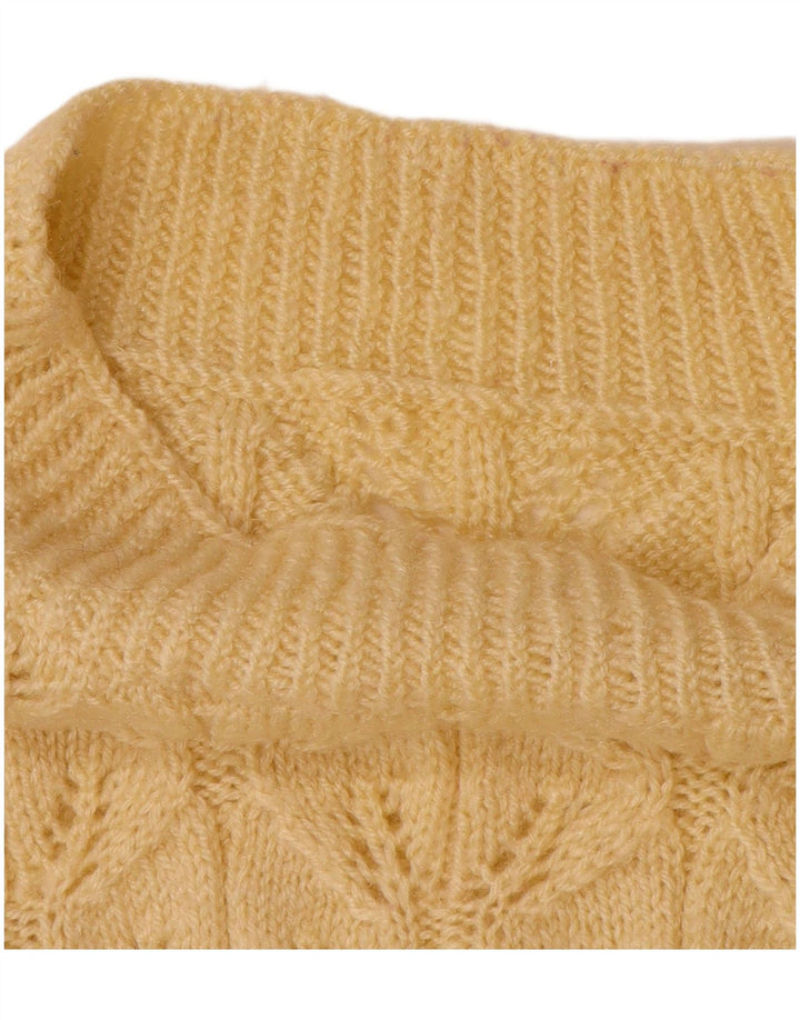 Suéter feminino VINTAGE com gola tartaruga Reino Unido 14 grande bege