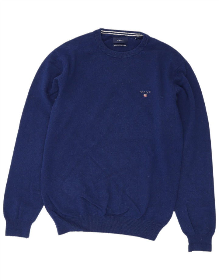 Suéter masculino GANT com gola redonda e lã azul médio