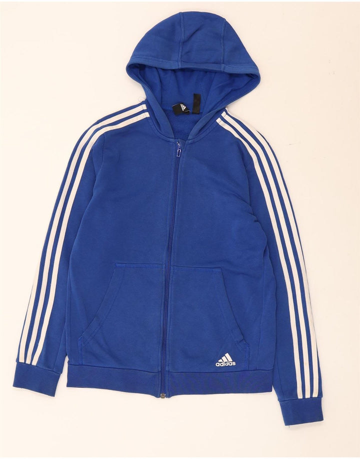 Suéter Adidas Boys Zip com capuz 13-14 anos azul