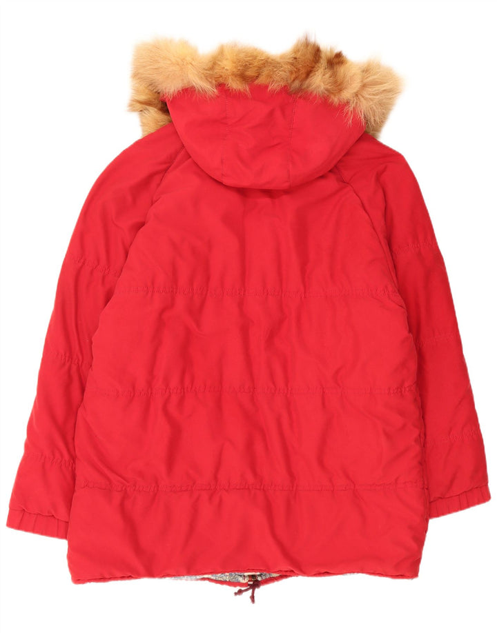 Marina Yachting Casaco feminino acolchoado com capuz e grandes dimensões UK 12 vermelho médio