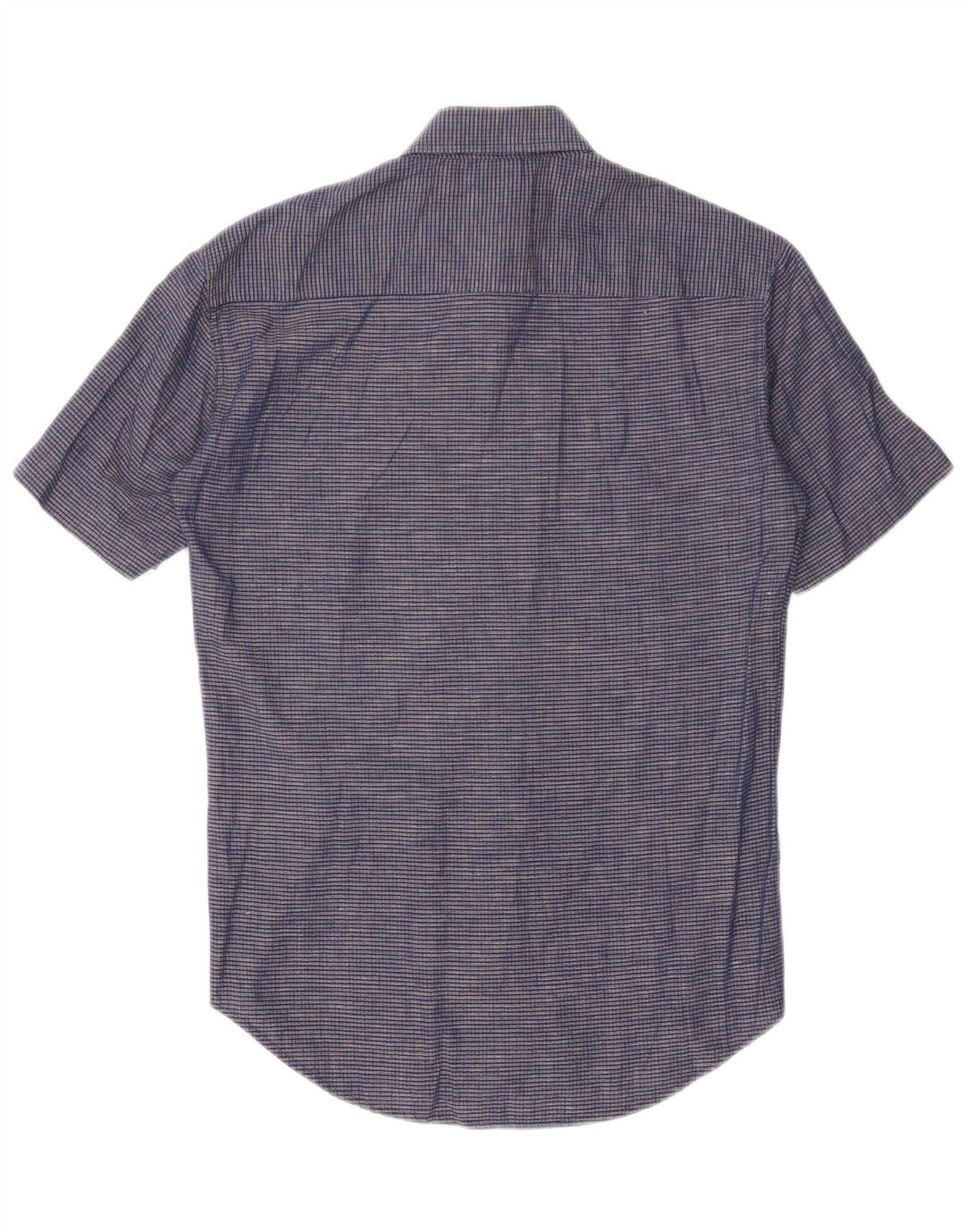 Camisa masculina Carrera de manga curta, algodão xadrez médio azul marinho