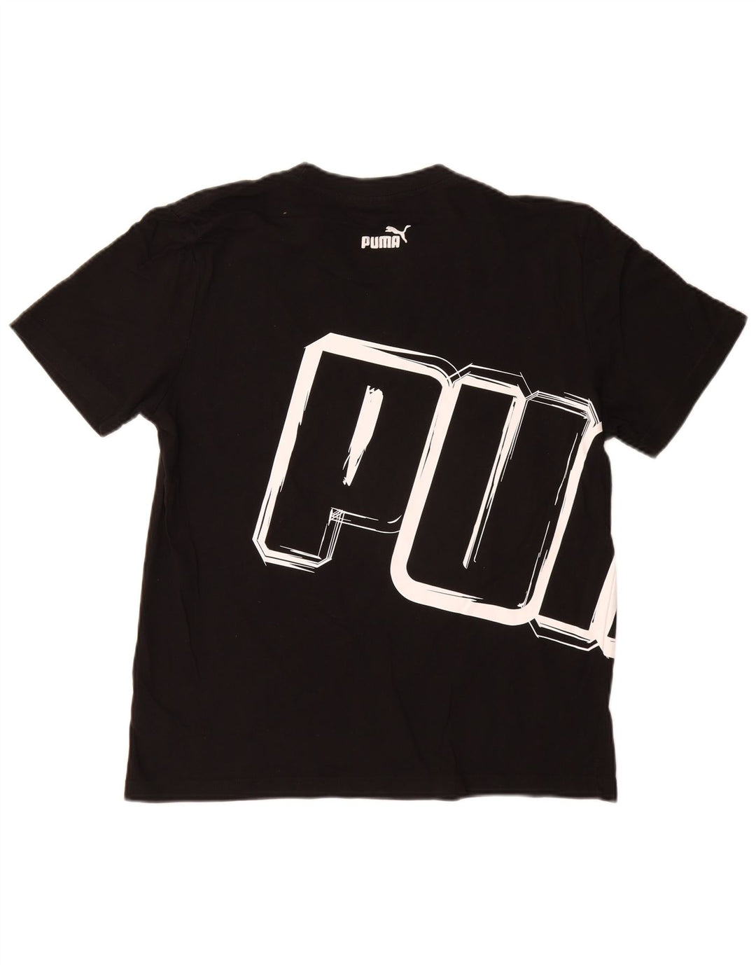 Puma Mens Graphic T-Shirt Top Grande Algodão Preto