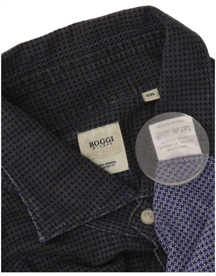 Camisa masculina BOOGIE Milano Custom Fit 2XL azul marinho algodão houndstooth