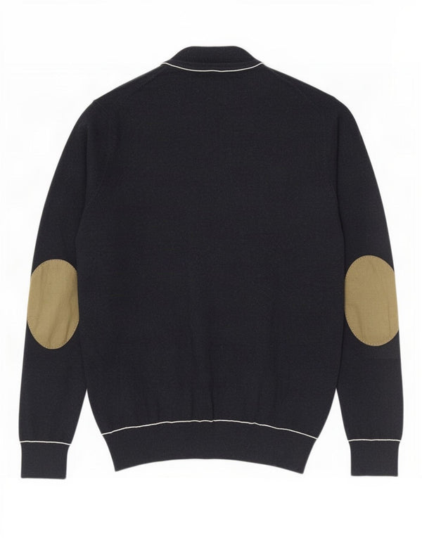 Suéter cardigã masculino Massimo Dutti de algodão azul marinho médio