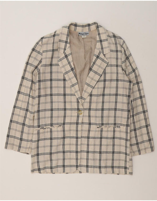 Michael Taylor Jaqueta Blazer Longline Feminina Oversized Reino Unido 16 Grande Bege