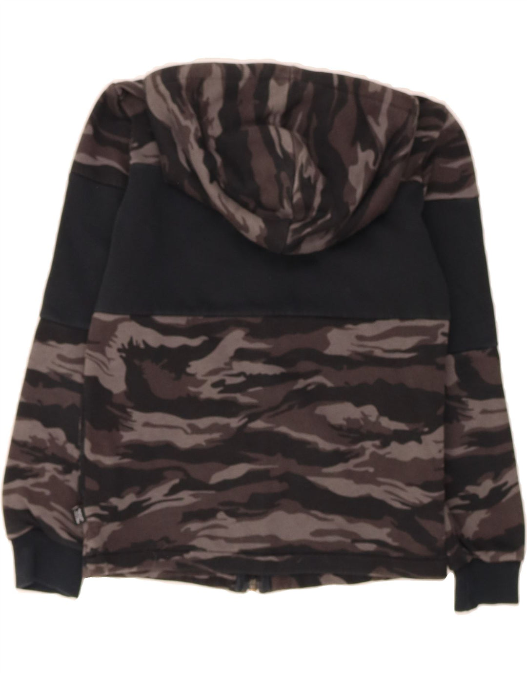 PUMA Boys Graphic Zip Hoodie Sweater 9-10 Years Grey Camouflage Cotton Vintage Puma and Second-Hand Puma from Messina Hembry 