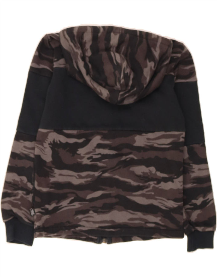 PUMA Boys Graphic Zip Hoodie Sweater 9-10 Years Grey Camouflage Cotton Vintage Puma and Second-Hand Puma from Messina Hembry 