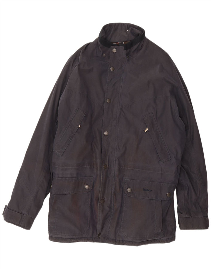 Jaqueta masculina de algodão encerado Barbour UK 42 XL azul marinho