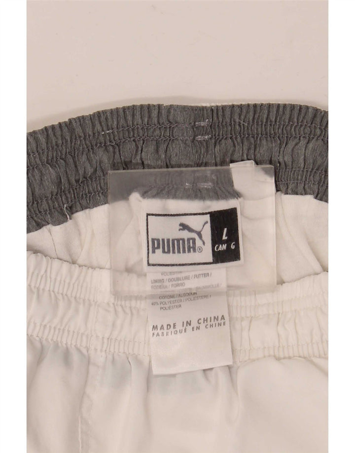 Shorts esportivos masculinos Puma grande poliéster branco