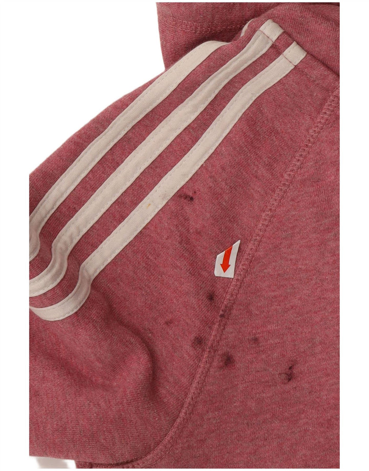 ADIDAS Suéter com capuz feminino com zíper UK 8 pequeno algodão rosa