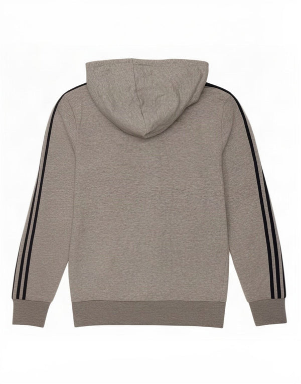 Adidas masculino zip moletom com capuz pequeno algodão manchado cinza