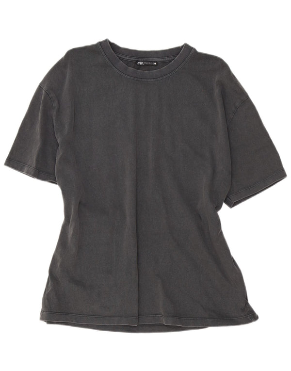 Camiseta feminina Zara UK 18 XL algodão cinza