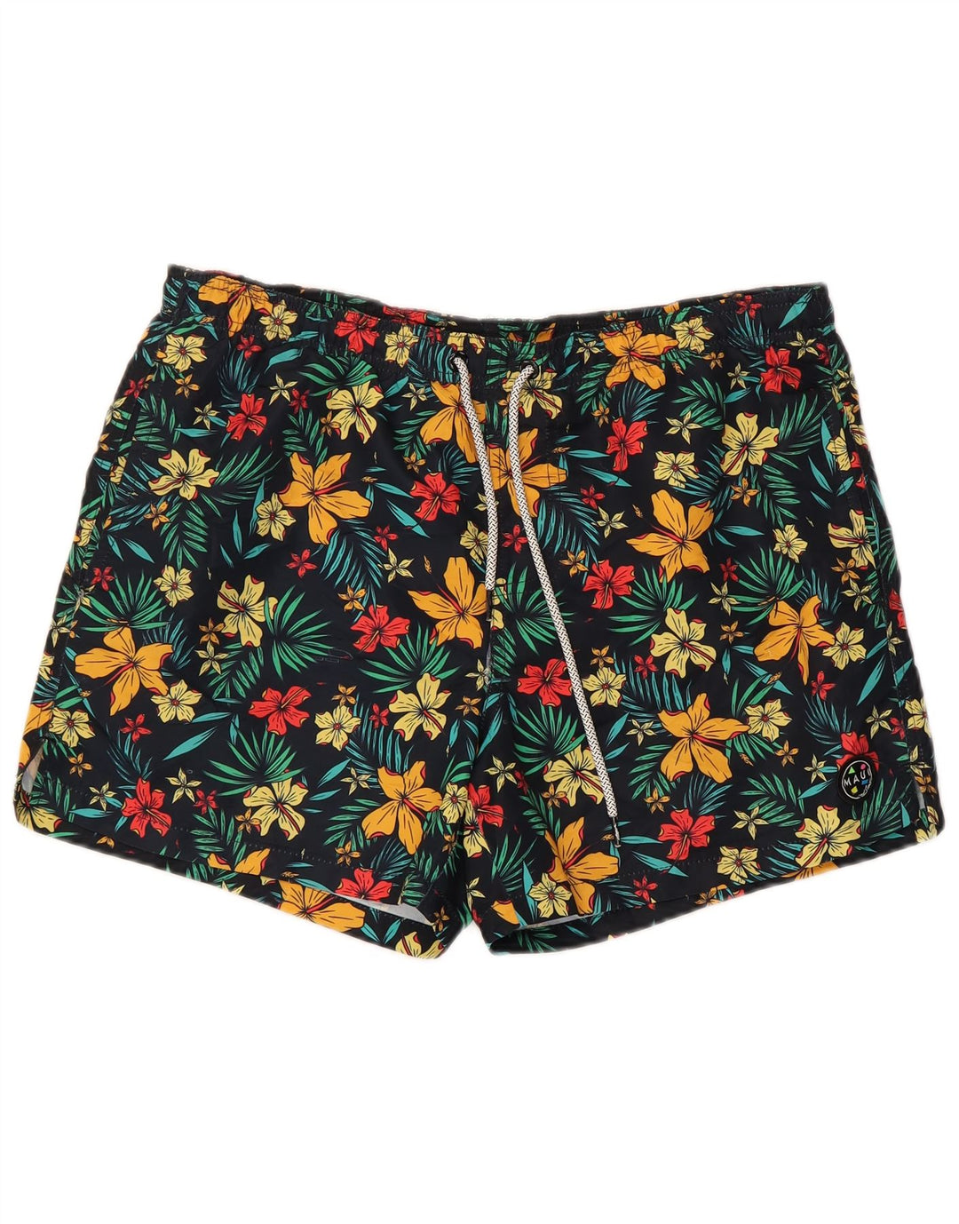 Maui and Sons Calções de banho masculinos grandes de poliéster floral preto