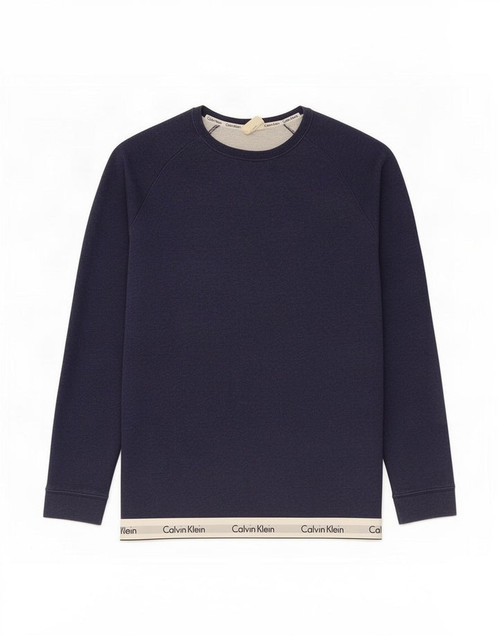 Calvin Klein moletom gráfico masculino jumper médio azul marinho colorblock