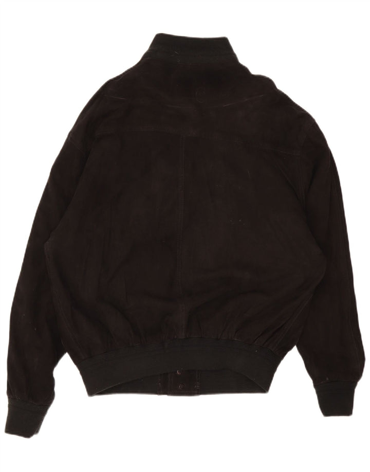 Jaqueta bomber masculina vintage de camurça IT 52 XL couro preto