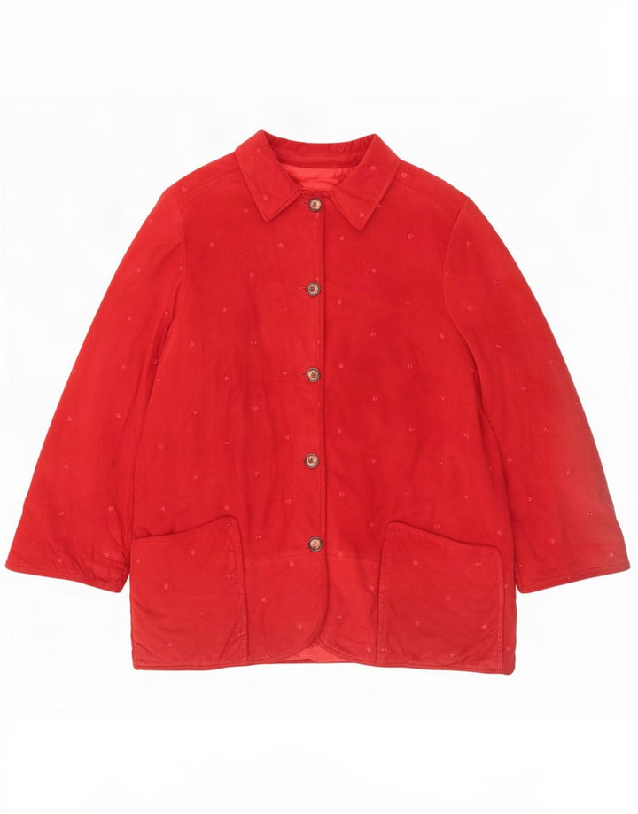 Jaqueta feminina de camurça NVSCO Reino Unido 18 XL couro vermelho