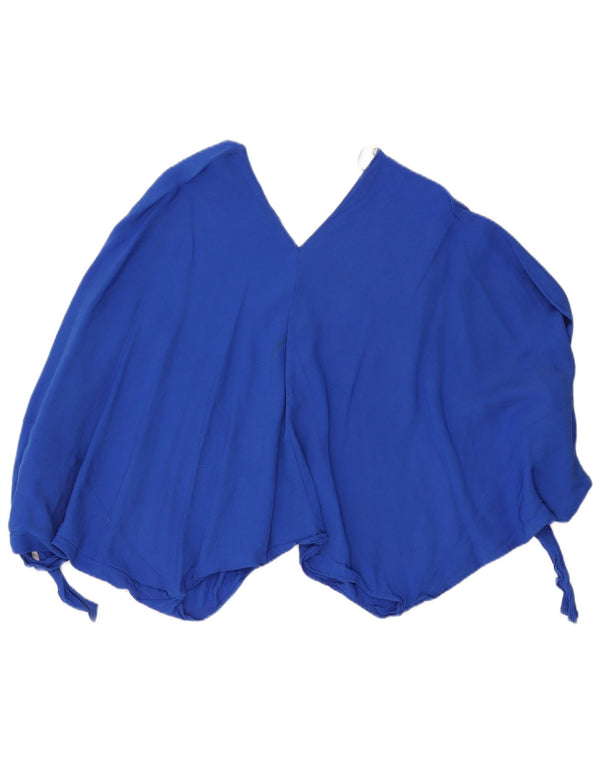 Zara Womens Oversized Crop Blouse Top UK 14 Medium Blue Viscose