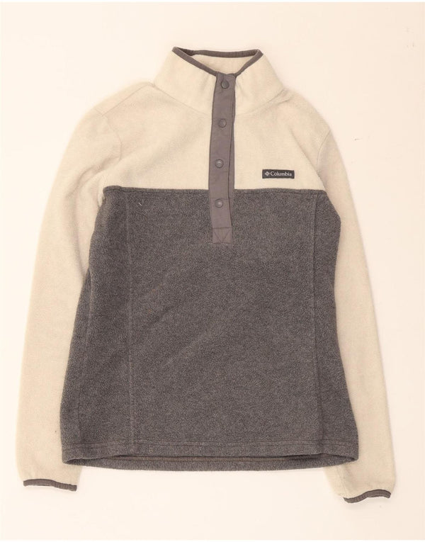 Suéter feminino de lã com gola redonda Columbia UK 10 pequeno bloco cinza