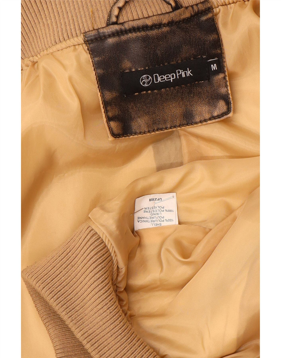 Jaqueta bomber feminina vintage de couro falso Reino Unido 14 marrom médio