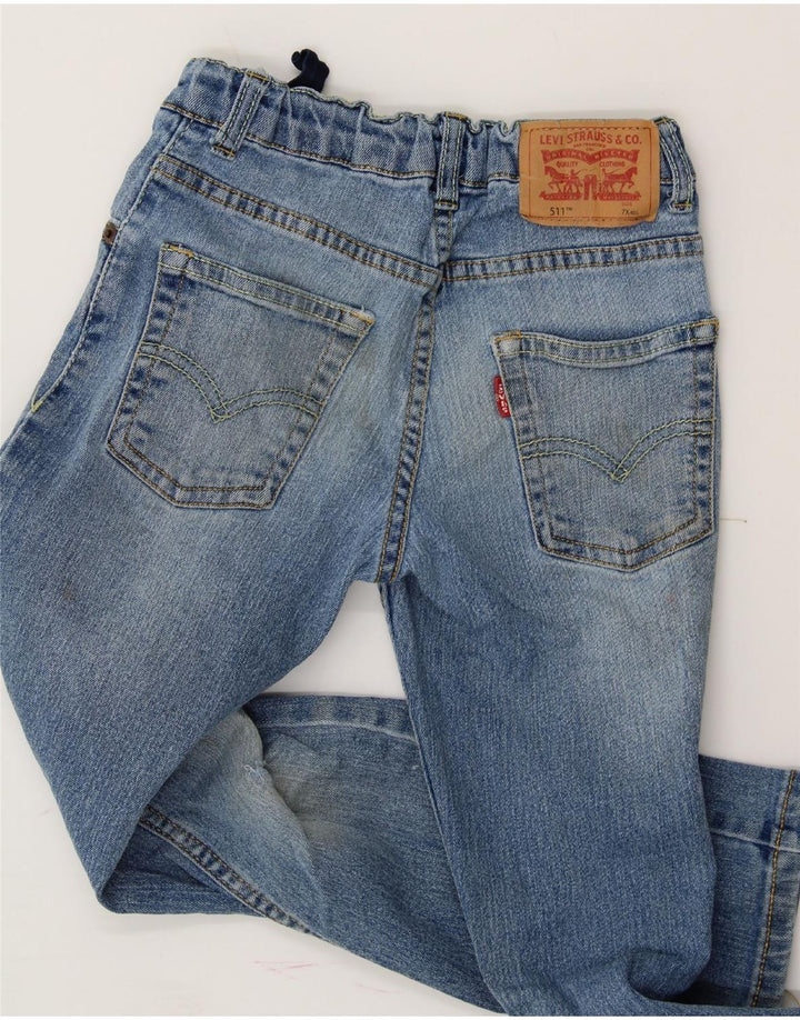 LEVI'S Boys 511 Distressed Slim Jeans 7-8 Years W22 L22 Blue Cotton Vintage Levi's and Second-Hand Levi's from Messina Hembry 