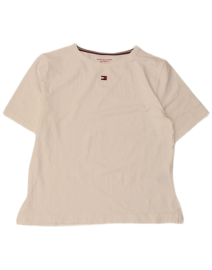 Camiseta feminina TOMMY HILFIGER UK 14 algodão branco médio