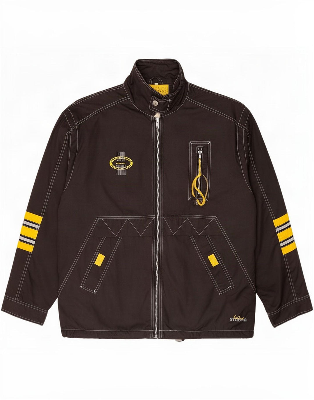 Brugi Mens Tracksuit Top Jacket IT 50 Grande Preto Colorblock Poliéster