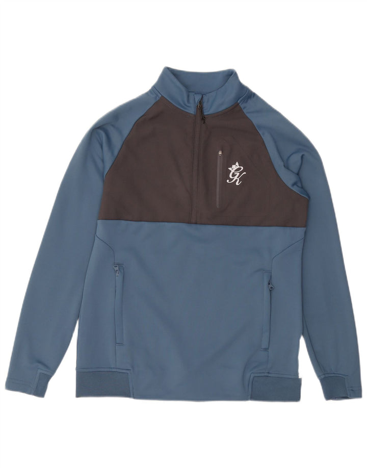 Gym King Masculino Zip Neck Moletom Jumper Pequeno Azul Colorblock