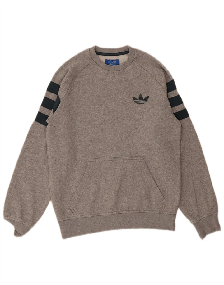 Adidas Mens 3D Arc Moletom Jumper Pequeno Cinza Fair Isle Algodão