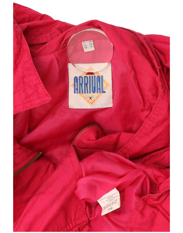 Jaqueta corta-vento vintage feminina com capuz grande Reino Unido 12 algodão rosa médio