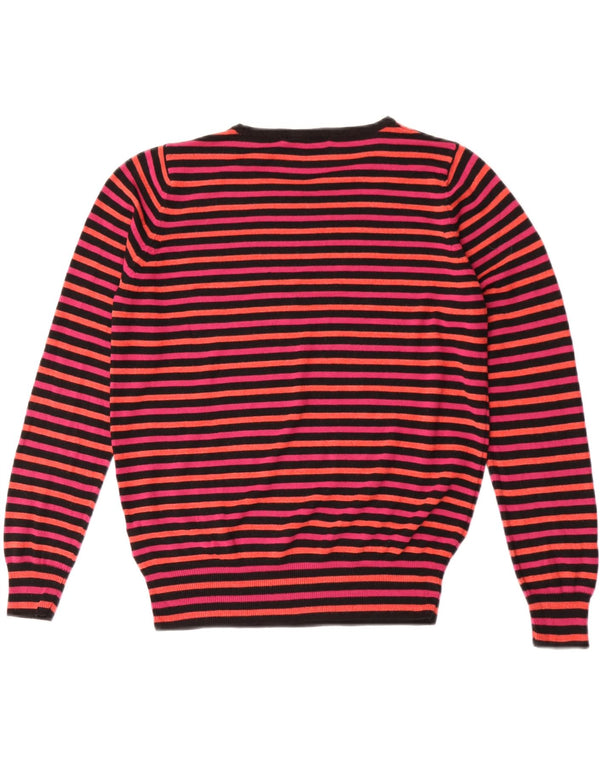Suéter feminino Marks & Spencer com gola canoa e listrado rosa médio Reino Unido 14