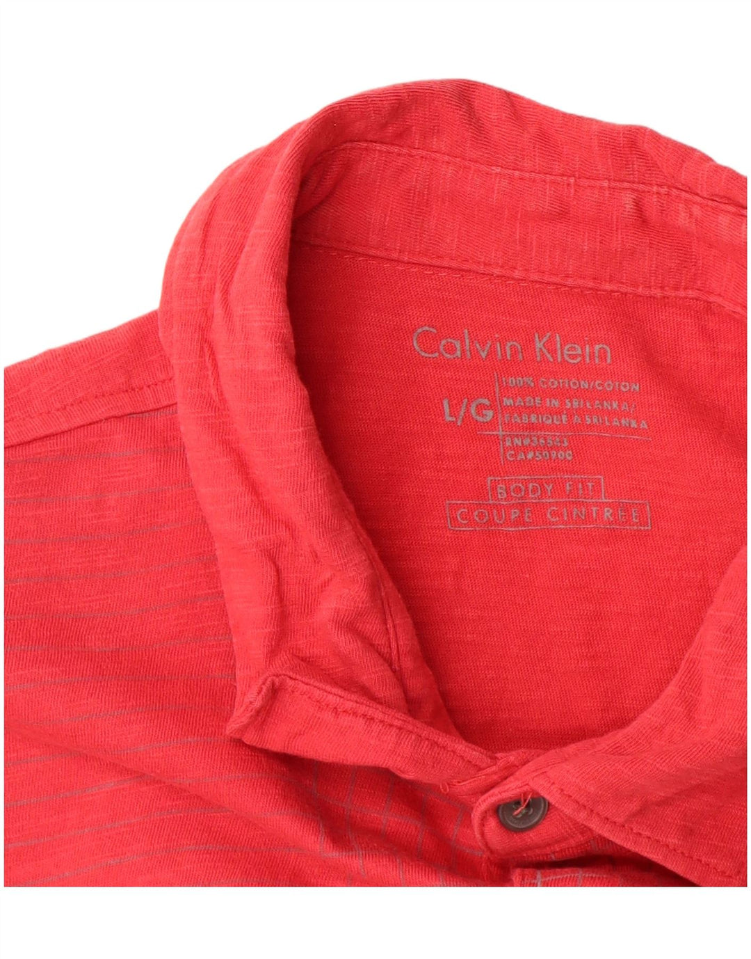 Camisa polo masculina CALVIN KLEIN Body Fit grande algodão xadrez vermelho