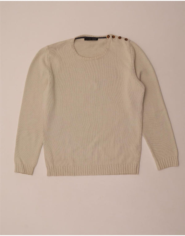 Zara Suéter masculino com gola redonda XL algodão bege