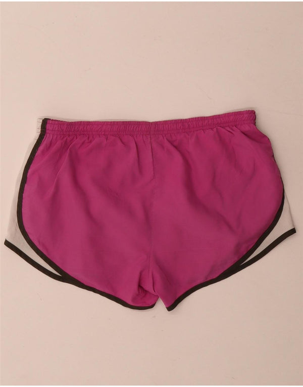 Shorts esportivos femininos Nike Dri Fit UK 14 poliéster colorblock rosa médio