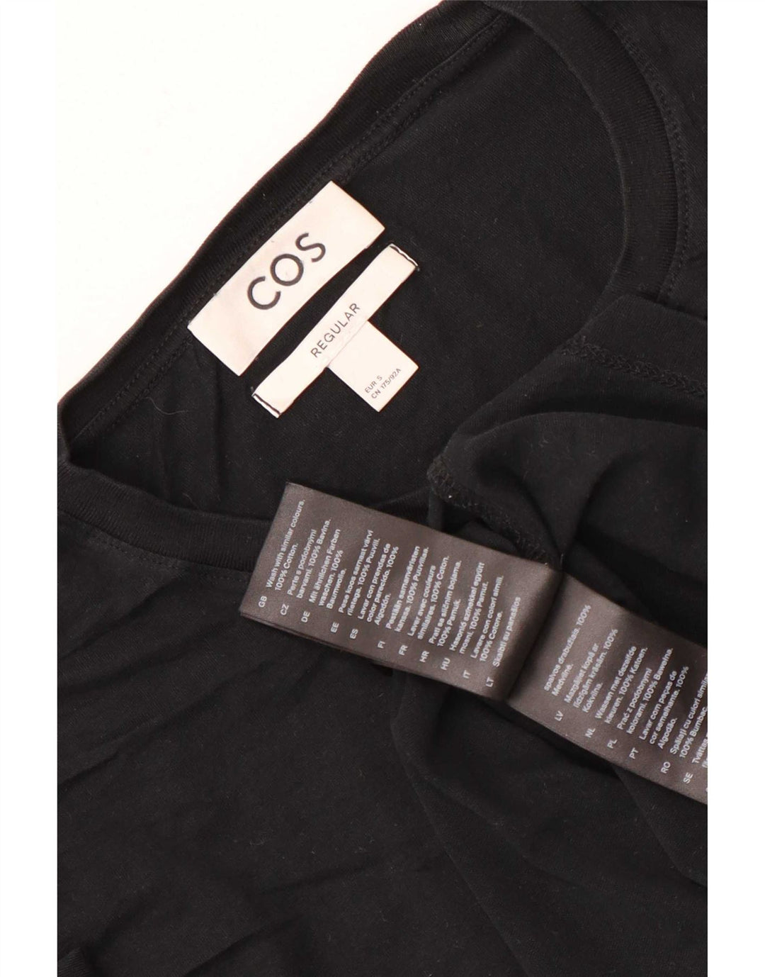 Cos Camiseta masculina regular top pequeno algodão preto