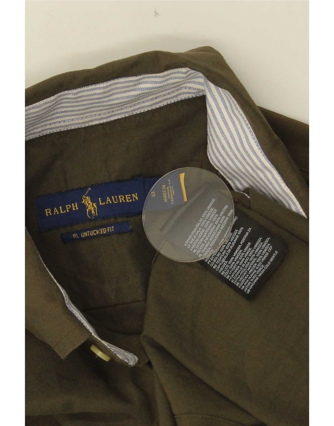 Camisa masculina Ralph Lauren pequena cáqui