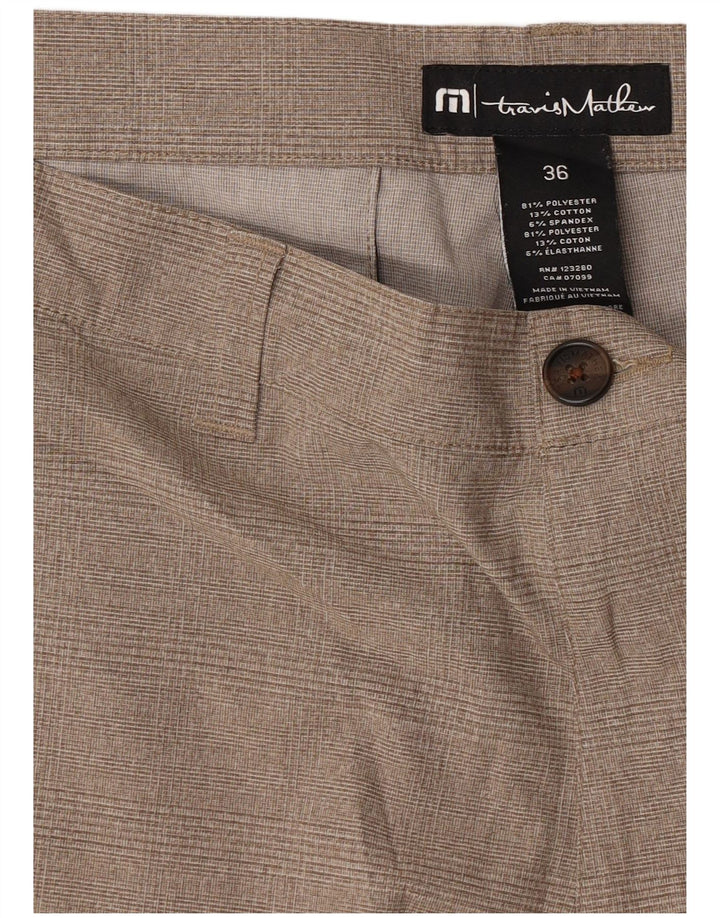 Shorts Chino Masculino Travis Mathew W36 Poliéster Xadrez Grande Bege