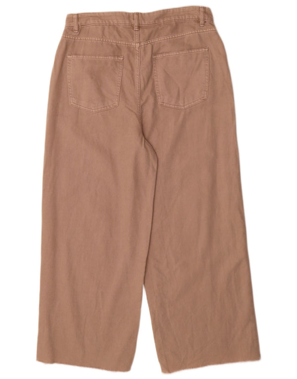 Calça jeans feminina Marks & Spencer cintura alta com perna larga W32 L28 bege