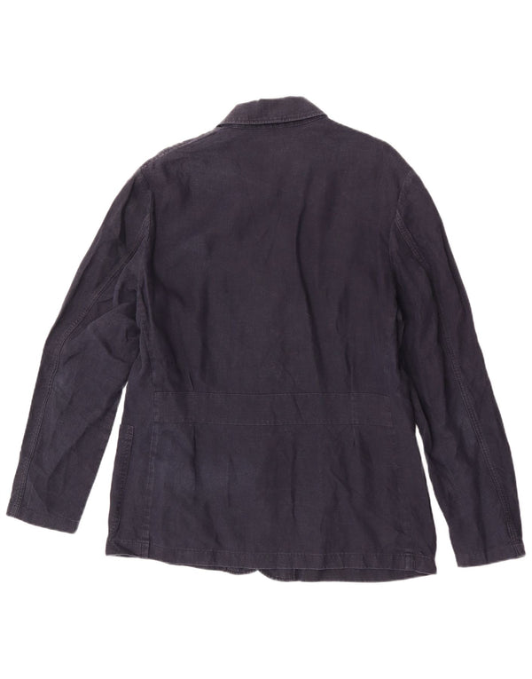 Jaqueta utilitária masculina Massimo Dutti UK 40 grande linho azul marinho