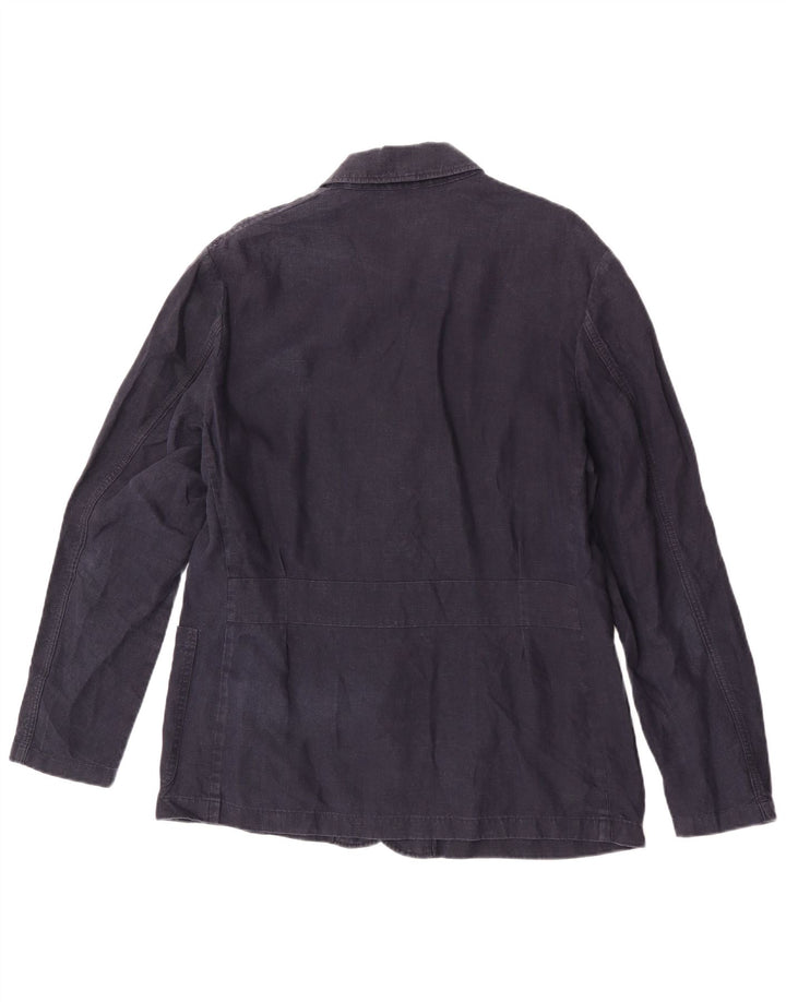 Jaqueta utilitária masculina Massimo Dutti UK 40 grande linho azul marinho