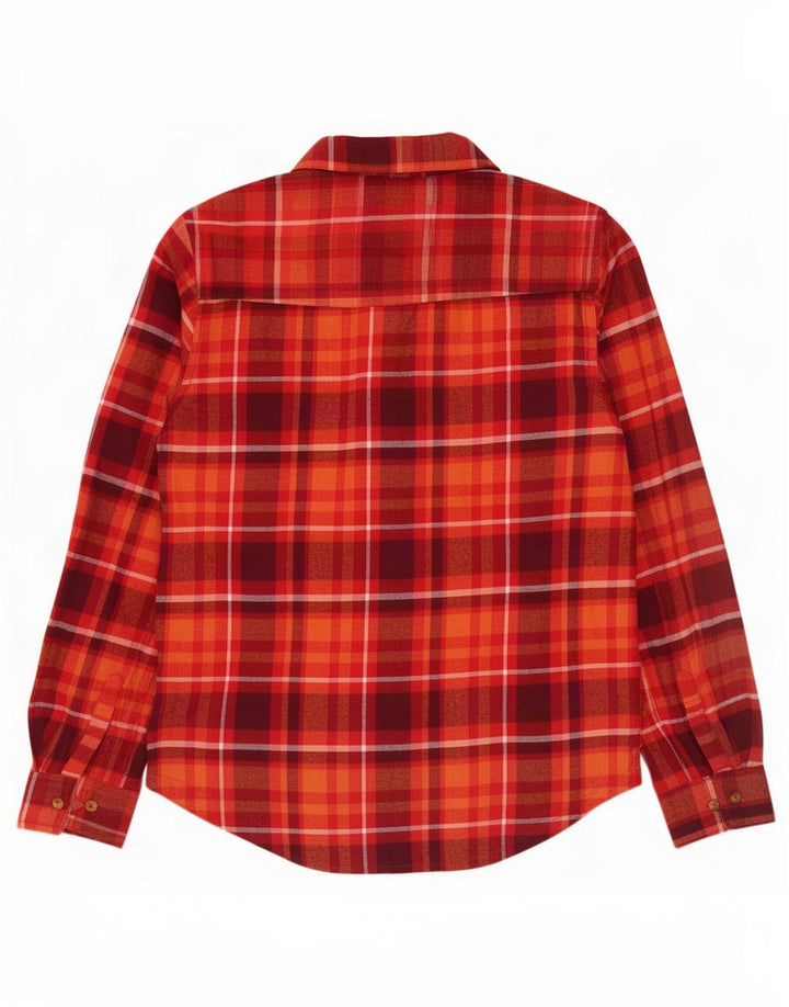 Camisa feminina de flanela Orvis Reino Unido 14 algodão xadrez vermelho médio