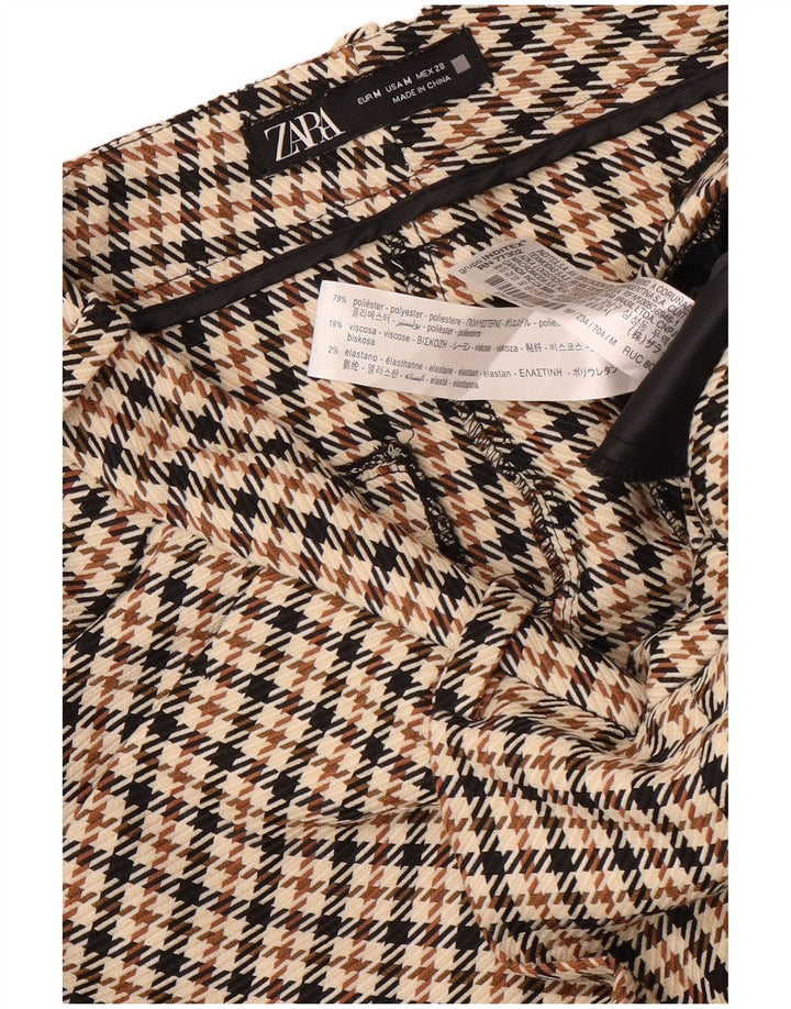 Zara Womens Pegged Chino Shorts Médio W28 Marrom Houndstooth Poliéster