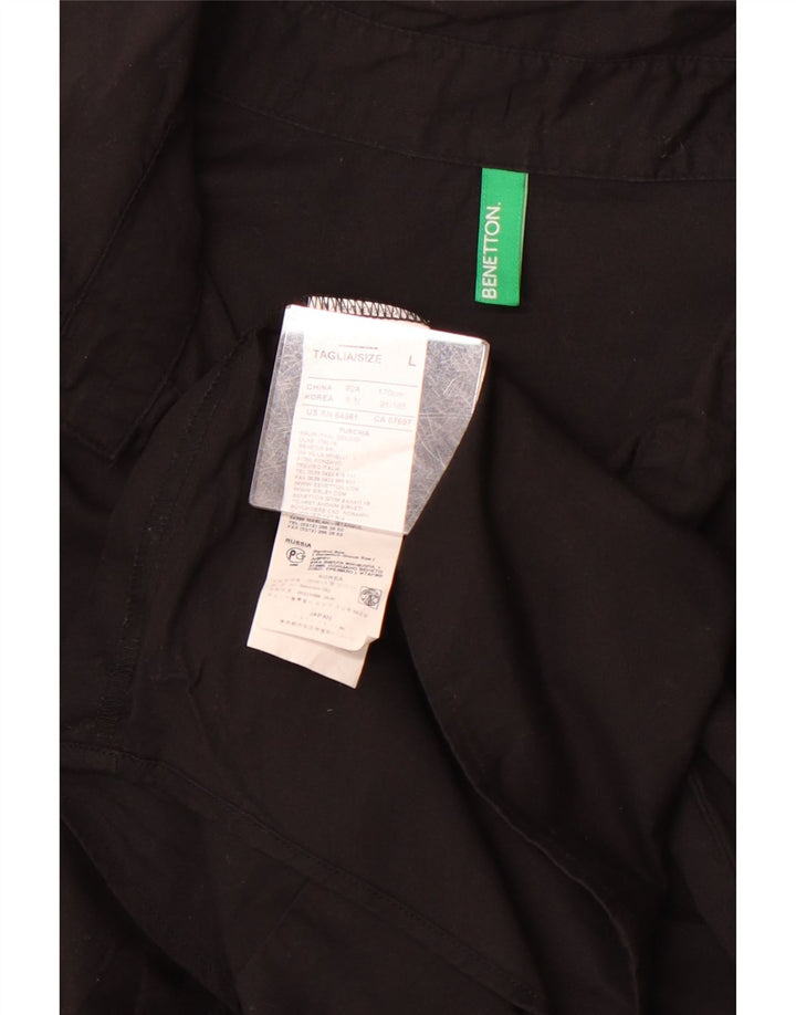Camisa pulôver feminina BENETTON Reino Unido 16 grande algodão preto