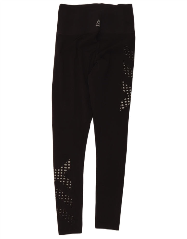 Leggings Reebok Graphic Femininas UK 10 Pequenas Pretas