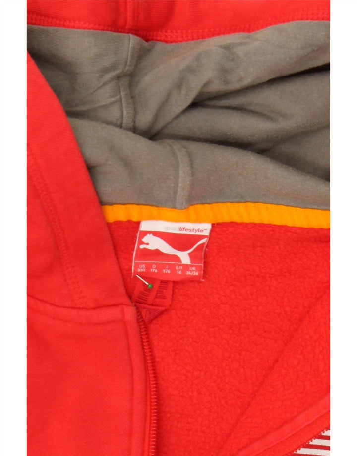 PUMA Boys Graphic Zip Hoodie Sweater 15-16 Years Red Cotton Vintage Puma and Second-Hand Puma from Messina Hembry 