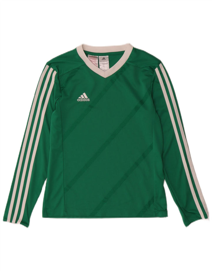 ADIDAS Meninos Top Manga Comprida 11-12 Anos Grande Listrado Verde Poliéster