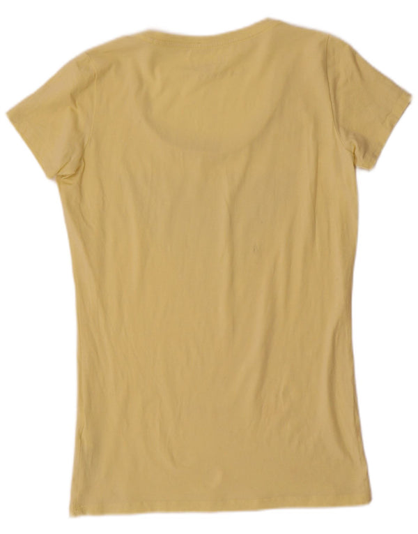 Camiseta feminina Guess com estampa gráfica UK 12 algodão amarelo médio
