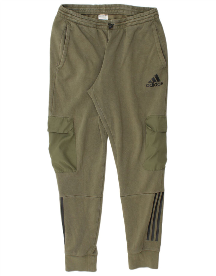 Adidas Mens Cargo Calças de treino Joggers grandes de algodão cáqui
