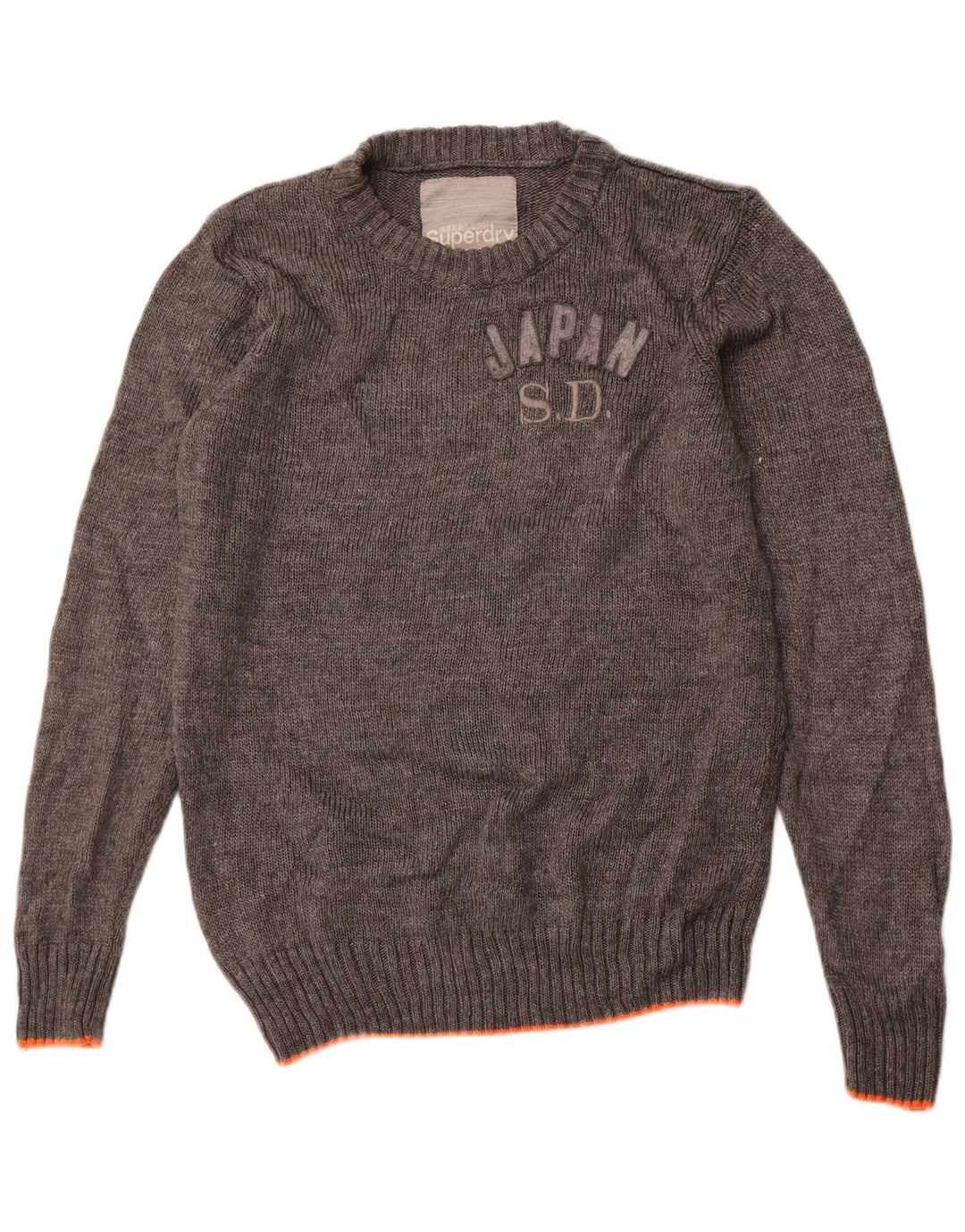 Suéter masculino Superdry com gola redonda e gola redonda grande cinza acrílico